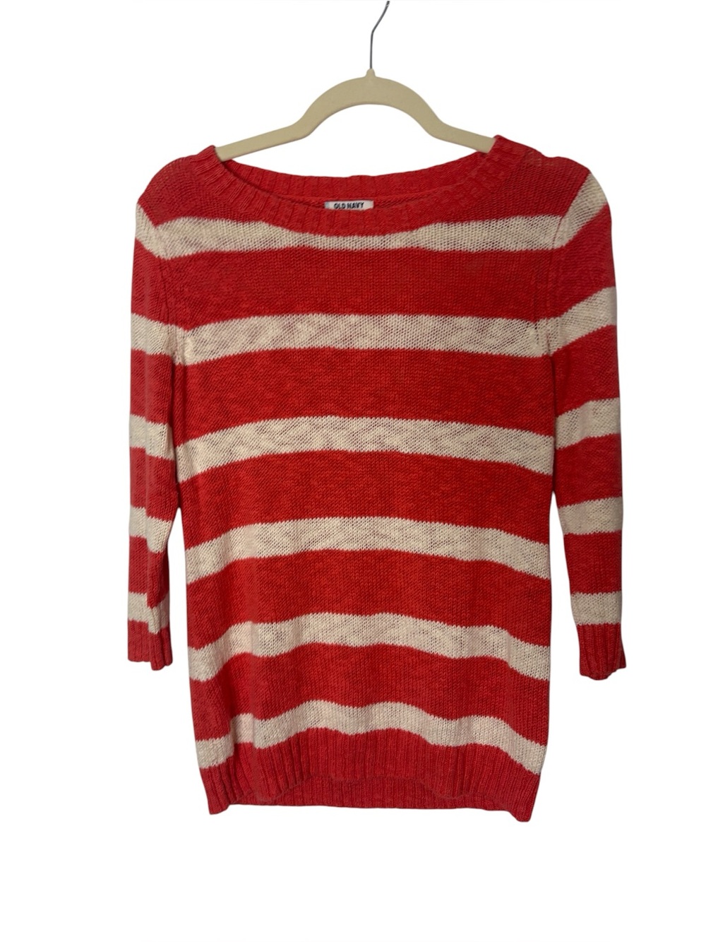 ⭐️  Old Navy Orange & Cream Striped Boatneck Sweater - size M